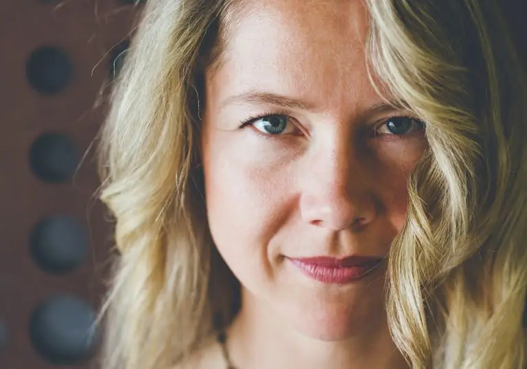 attractive woman looking towards camera