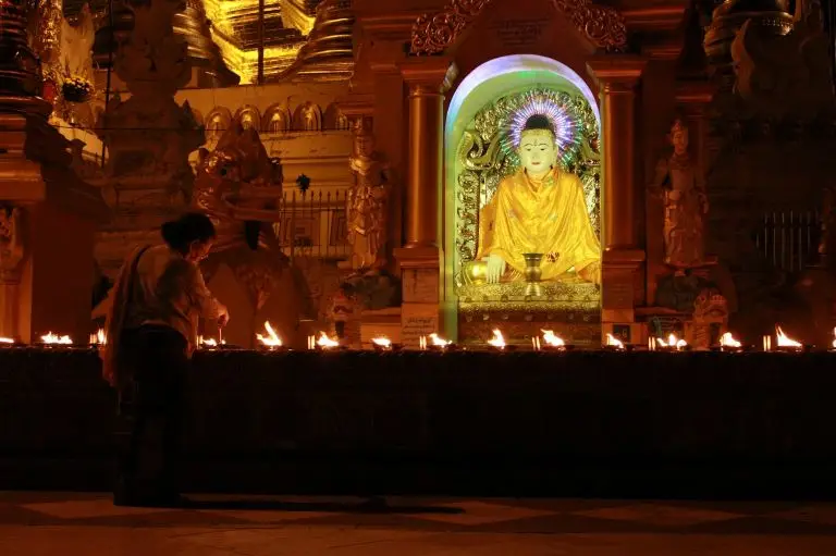 Inside a Buddhist temple