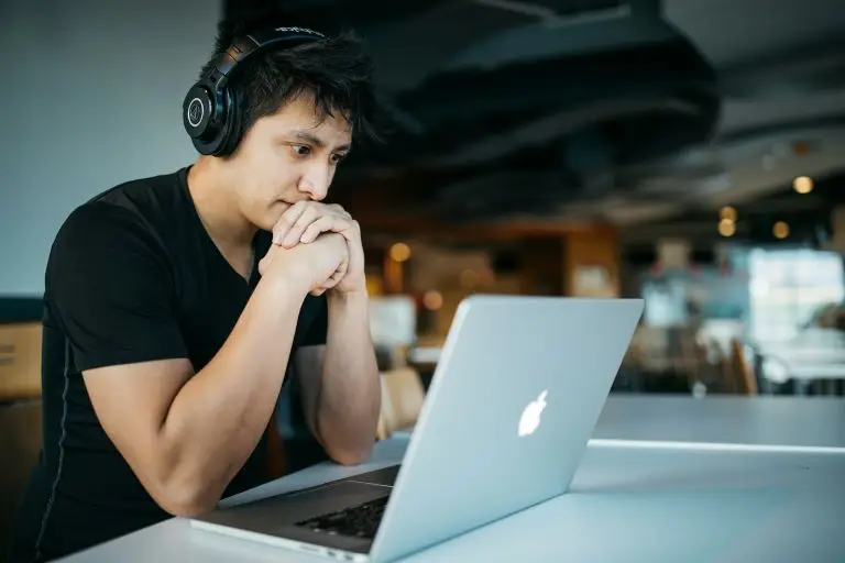 man checking out online mindfulness courses