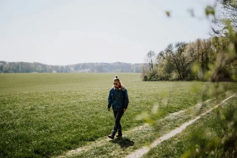 walking meditation practice in the countryside